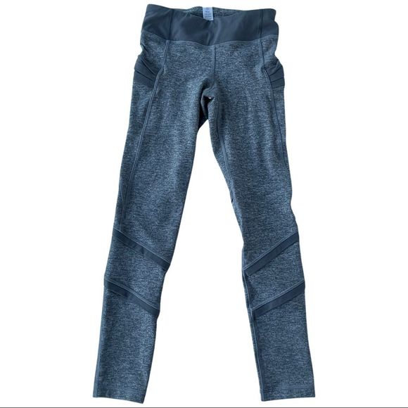 Ivivva by Lululemon Athletic Leggings Grey with side pockets Girls Size 10 - Picture 3 of 15